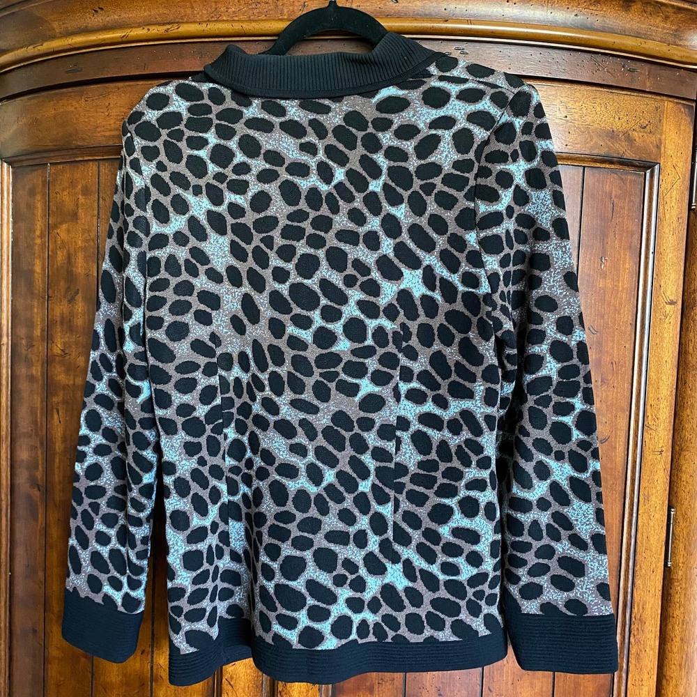 Exclusively Misook Jacket M Leopard Print Zip Up - image 3
